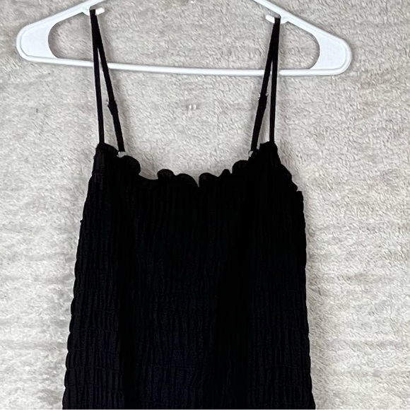 NWT FOREVER 21 Long Black Smocked Stretchy Dress Cami Straps Size 0X - Picture 2 of 16